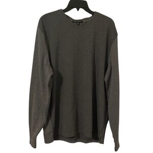 Robert Barakett Men’s Gray Colorblock Waffle Knit V-Neck Sweater Size XXL